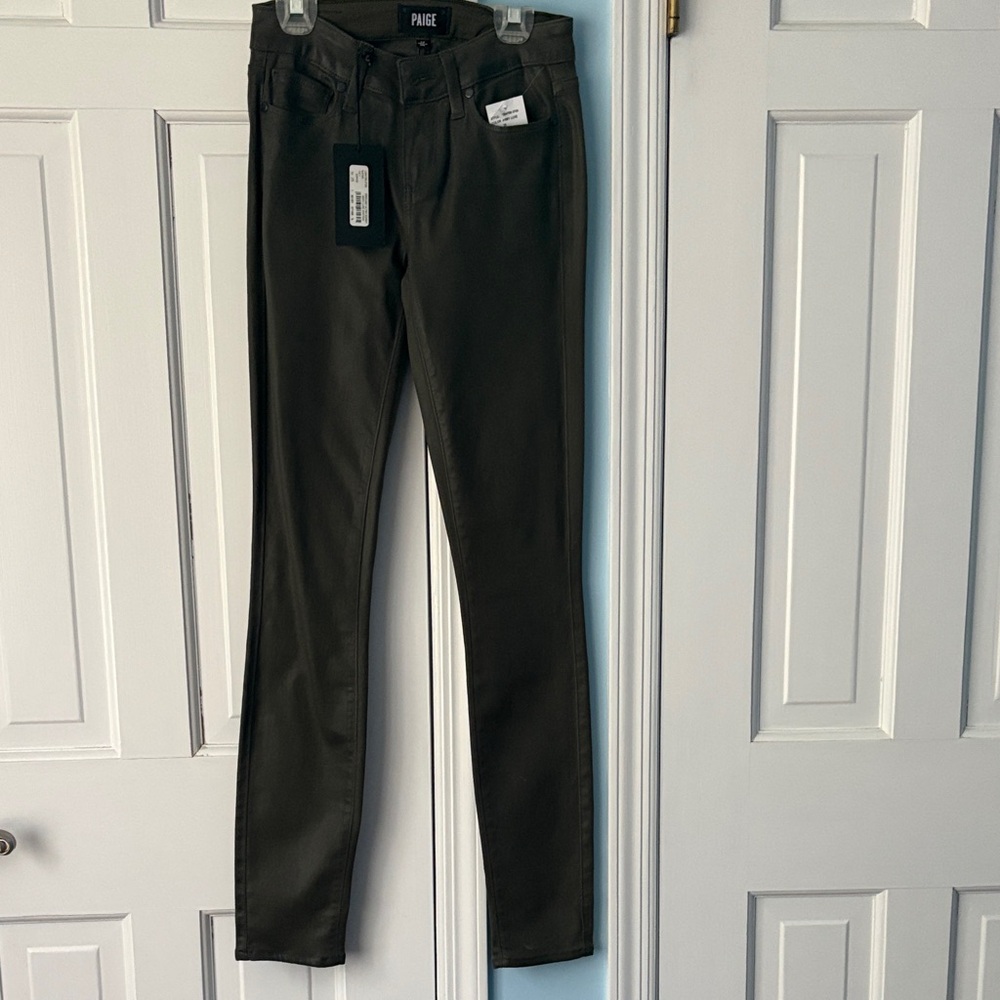 PAIGE Dark Olive Skinny Jeans